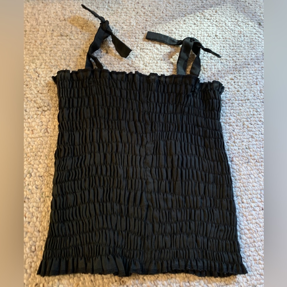 Black Vintage Smocked Tank Top